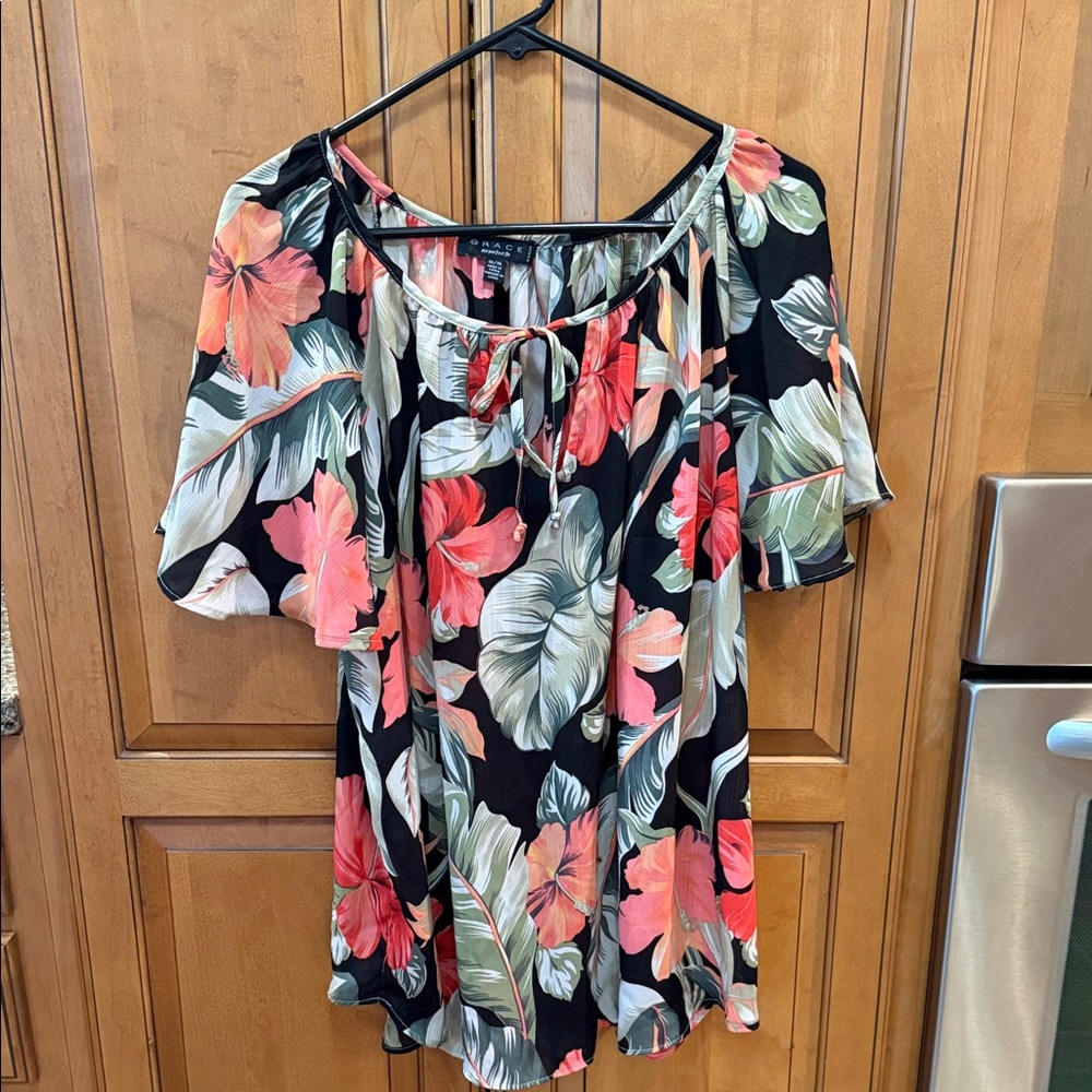 Grace Black and Orange Floral Blouse